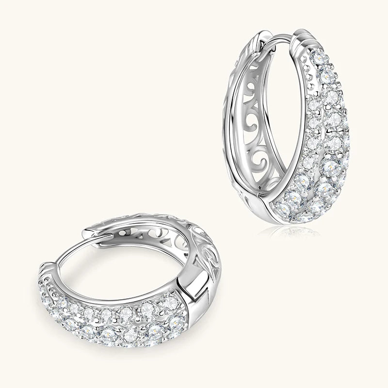 Anziw Original 925 Silver Sterling Hoops Luxury Earrings Jewelry 1.5CTTW.  D Round Moissanite Earrings for Women Wedding Party