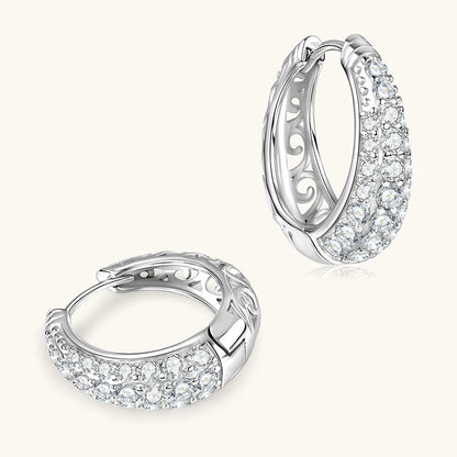 Anziw Original 925 Silver Sterling Hoops Luxury Earrings Jewelry 1.5CTTW.  D Round Moissanite Earrings for Women Wedding Party