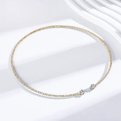Anziw D1.60CT Heart Cut Moissanite Collar Open Tennis Necklace 925 Sterling Silver Choker for Women Fine Jewelry & Certificate