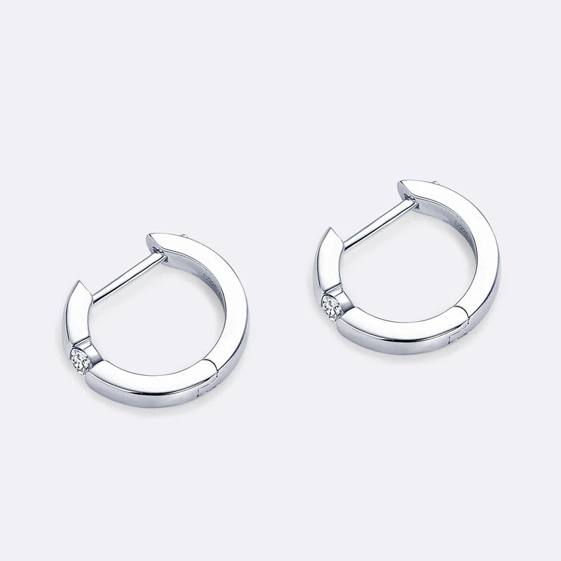 Real Moissanite Mini Hoops Earrings 925 Sterling Silver for Women Men D Color 2.5mm Simple Single Diamond Earrings Fine Jewelry