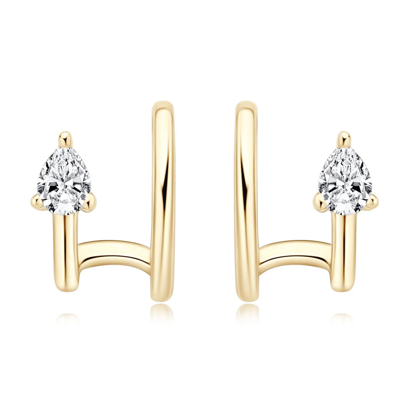 Anziw Ear Cuffs No Piercing Earring Real Pear Cut D0.30ct Moissanite Clip On Earrings 100% 925 Sterling Silver for Women Jewelry