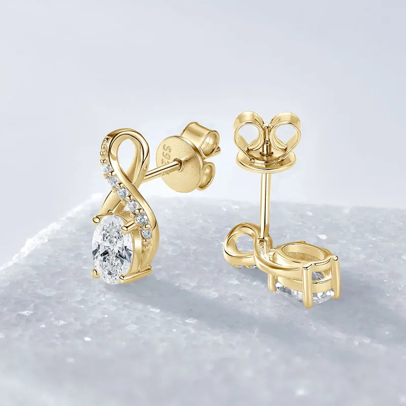 Oval Cut 3.0cttw D Moissanite Jewelry Set for Women 925 Silver 2ct Infinity Pendant Necklace 0.5ct Stud Earrings Sets 2025 Gifts