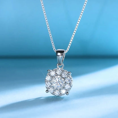 Anziw 1CT Full Moissanite Pendant Necklace for Women 925 Silver Chain 6.5mm Lab Diamond Collar 2025 New Jewelry Gift Christmas's