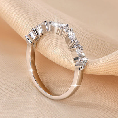 Anziw Stackable Half Eternity Band 2x4mm Cubic Zirconia Simulated Diamond Ring 14K Gold Filled Wedding Jewelry for Women Gift
