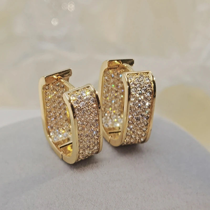 Anziw Original Full Moissanite Earrings Women Square Hoop Earrings Silver 925 Trendy Wedding Party Jewelry with Certificate Gift