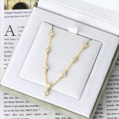 Anziw Silver 925 Four Leaf Clover Bracelet Certified D Color Moissanite Bracelets Gold Plated Charm for Women Lucky Jewelry Gift
