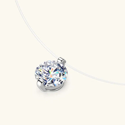 Anziw Trendy 3ct 1ct 0.5ct 2ct Moissanite Pendant Necklaces 925 Silver Adjustable Invisible Fish Line for Women Valentines Gift