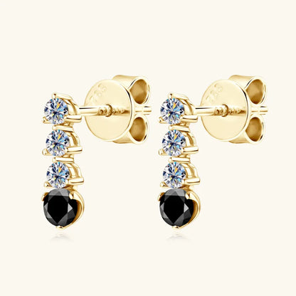 Anziw 0.38CTTW. Black &White Moissanite Drop Stud Earrings for Women Real 925 Silver Anti-allergy Fine Jewelry Gifts 2025 New