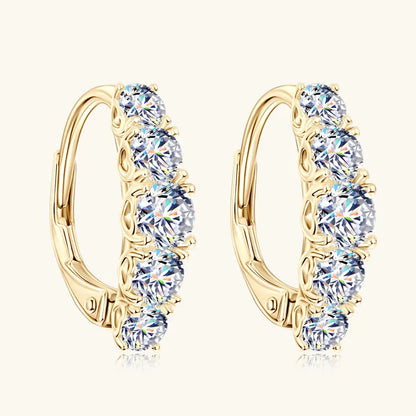 2025 New D VVS1 Moissanite 5 Stone Hoop Clip Earrings for Women Real 925 Silver Luxury Wedding Jewelry Lab Diamond 4mm&3.5mm&3mm