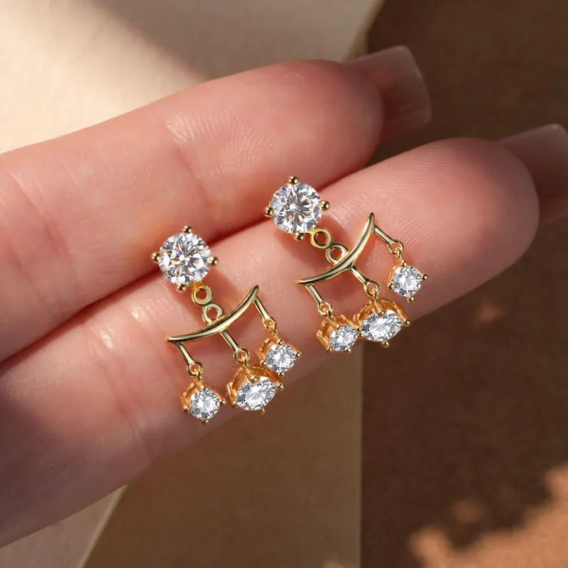 Anziw Trendy Dual Use Earrings Jackets 925 Sterling Silver D Color Moissanite Ear Jacket Studs for Women Jewelry Valentine Gifts