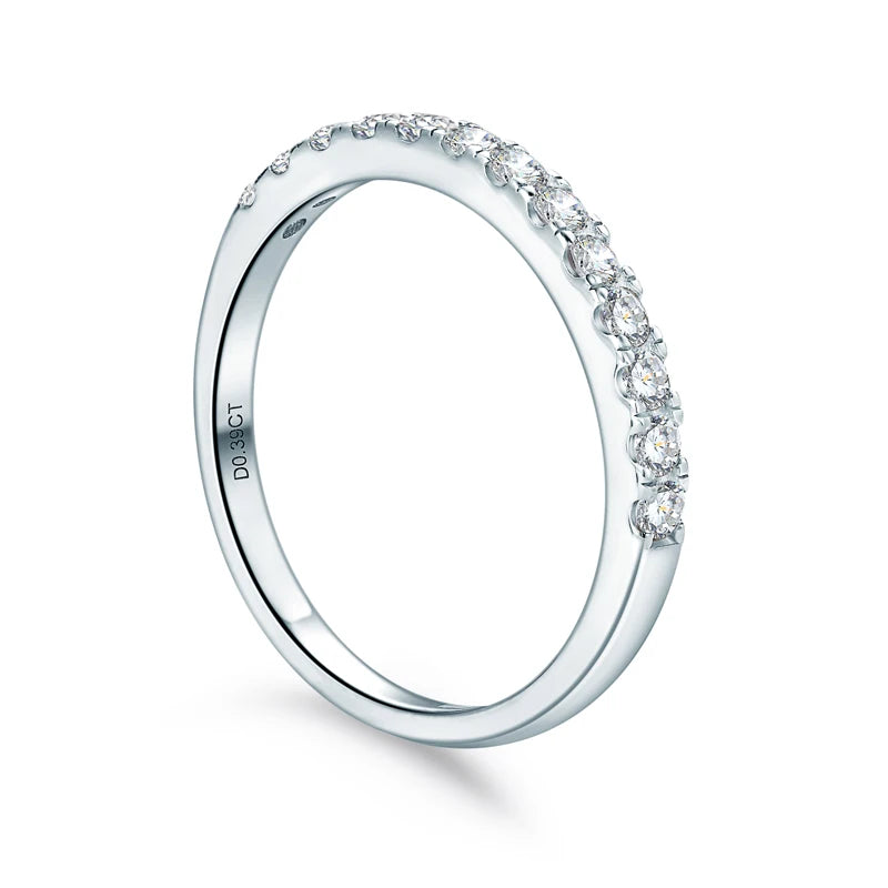 Anziw Classic Stackable Rings 925 Sterling Silver 2mm D Moissanite Eternity Band Wedding Engagement Ring for Women Fine Jewelry