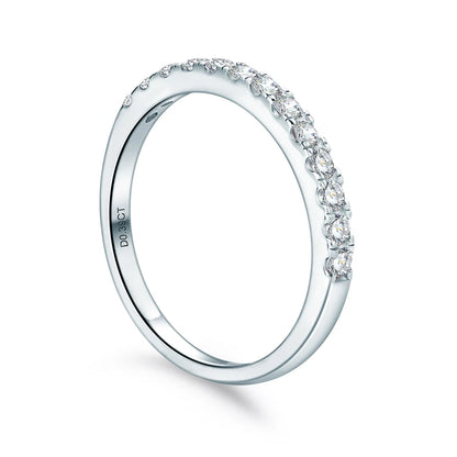 Anziw Classic Stackable Rings 925 Sterling Silver 2mm D Moissanite Eternity Band Wedding Engagement Ring for Women Fine Jewelry