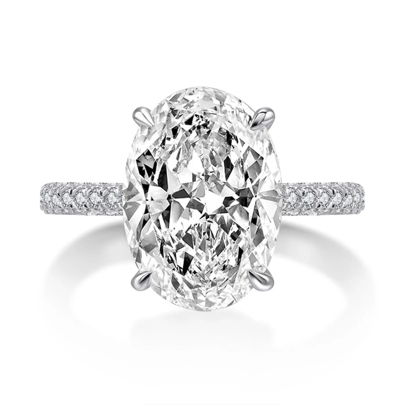Luxury 5 Carat Oval Cut Engagement Ring for Women Zircon Big Diamond 925 Sterling Silver Wedding Promise Ring 925 Bridal Jewelry