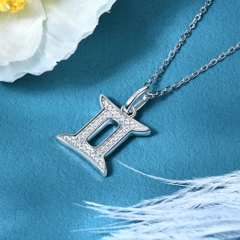 925 Sterling Silver Zodiac Sign 12 Constellation Pendant Micro-Set 1mm Moissanite Necklace Charm For Women Jewelry Birthday Gift