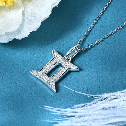 925 Sterling Silver Zodiac Sign 12 Constellation Pendant Micro-Set 1mm Moissanite Necklace Charm For Women Jewelry Birthday Gift