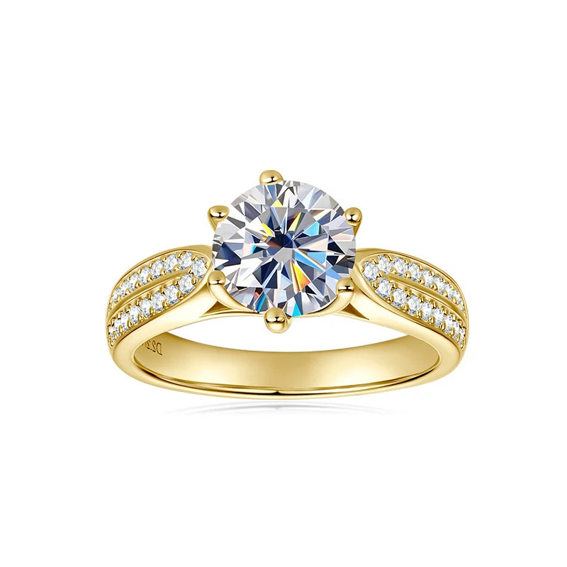 Anziw 1ct 2ct 3ct D Moissanite Ring for Women 925 Sliver 18k Gold Plated Classic Engagement Wedding Promise Rings Finger Jewelry