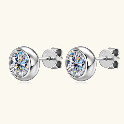 Anziw Bezel 5mm 6.5mm 1CT D Color Moissanite Earrings 925 Sterling Silver Plated K Gold Earrings for Men Women Gift Valentine's