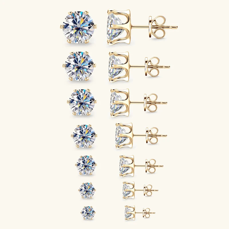 Anziw 3mm-9mm D Round Moissanite Stud Earrings for Women Men Sparking Earrings 925 Silver Hypoallergenic Certified Fine Jewelry