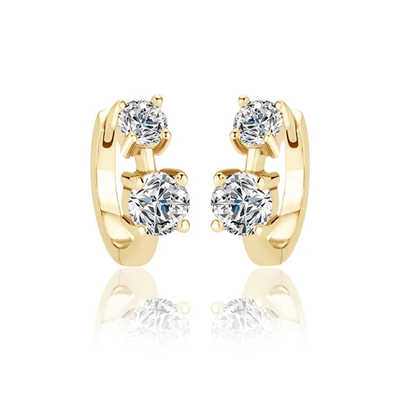 Anziw 6.5mm&4mm Double Moissanites Hoop Earrings with Certificate for Women Gold Plated Real 925 Silver Wedding Jewelry Gift