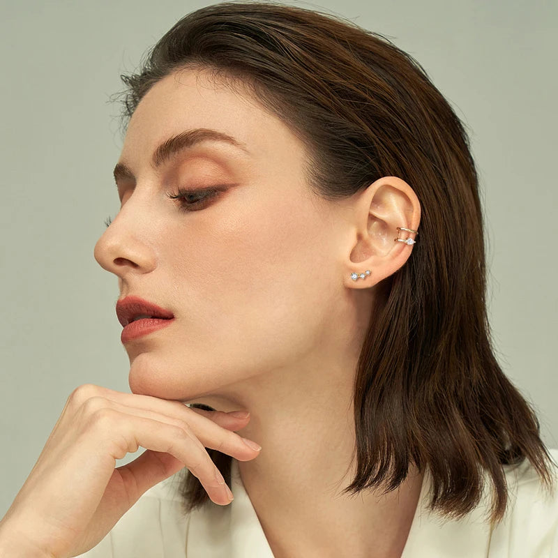 Anziw Ear Cuffs No Piercing Earring Real Pear Cut D0.30ct Moissanite Clip On Earrings 100% 925 Sterling Silver for Women Jewelry