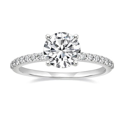 Anziw 14k Gold Filled Engagement Wedding Ring 2 Carat 8mm Round Moissanite Solitaire Promise Band for Women with GRA Certificate