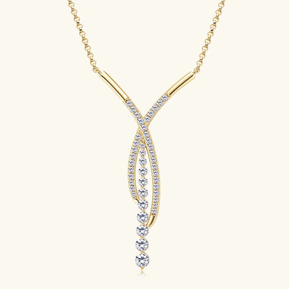 New Full Moissanite Y Pendant Necklace for Women 925 Silver Adjustable Chain Luxury Bar Moissanite Drop Jewelry Gift 2025 Trend