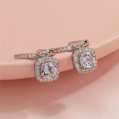 Women's Silver Earrings 2023 Trendy VVS1 Moissanite Hoop Earrings Drop Halo Earrings 925 Sterling Silver Certified Girls Jewelry