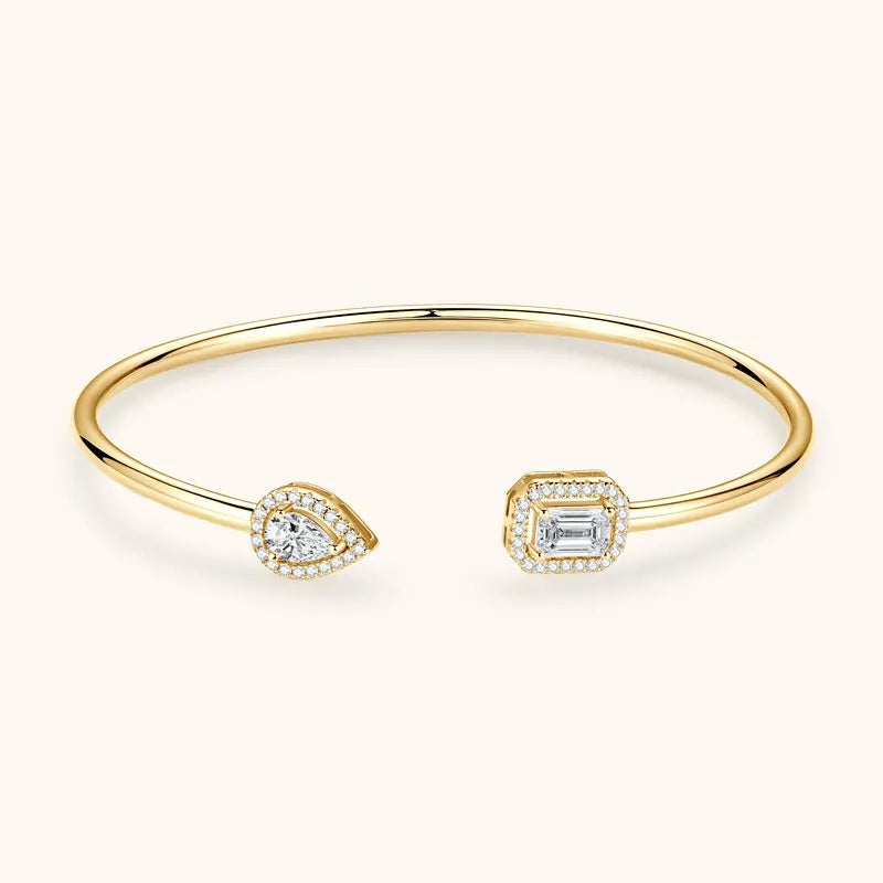 Anziw 5mm 0.5CT D VVS1 Moissanite Bangle Cuff Real 925 Sterling Silver Bracelet for Women Hand Opening Cuffs Fine Jewelry Gifts