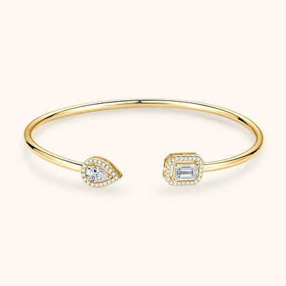 Anziw 5mm 0.5CT D VVS1 Moissanite Bangle Cuff Real 925 Sterling Silver Bracelet for Women Hand Opening Cuffs Fine Jewelry Gifts