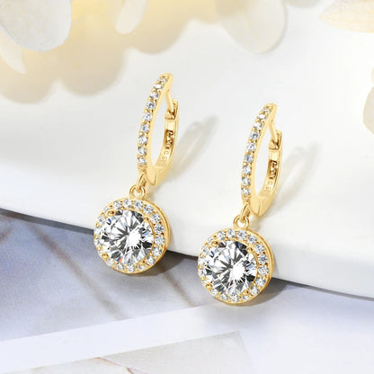 Anziw 3.0CT D Moissanite Pendant Hoop Earrings 925 Sterling Silver Drop Earring 2.0ct 1 carat Sparkling Jewelry For Women Dangle
