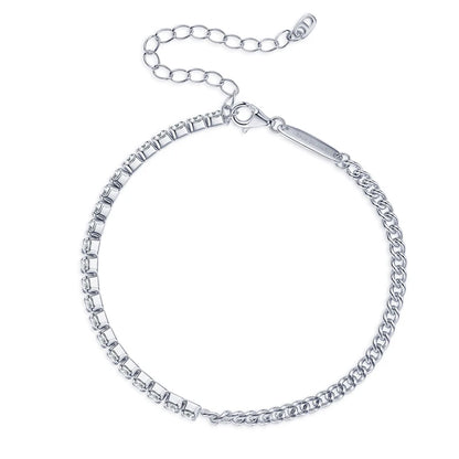 18k Gold Plated Half Tennis Bracelet 2mm 3mm D Moissanite Cuban Bracelet Real 925 Silver Chain for Women Men Certified Jewelry