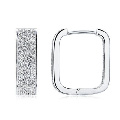 Anziw Original Full Moissanite Earrings Women Square Hoop Earrings Silver 925 Trendy Wedding Party Jewelry with Certificate Gift