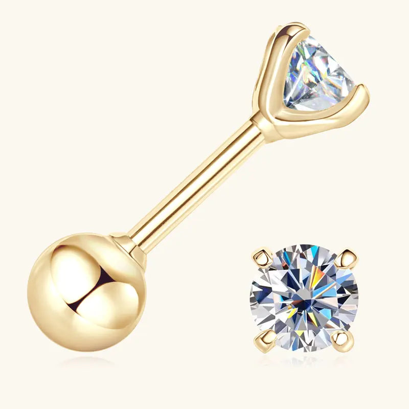 Anziw 10K Yellow Gold Moissanite Sparking Stud Earrings for Couple Men Women Real Gold Wedding Jewelry D Color VVS1 Lab Diamond