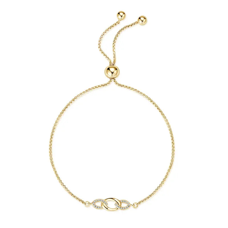 Anziw S925 0.8mm Moissanite Bracelet 24cm Stretch Adjustable Chain 925 Silver Circle Bracelet for Women Trendy Hand Jewelry Gift