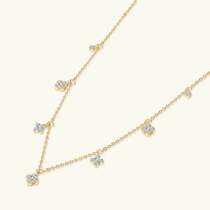 Anziw 3mm D Moissanite Jewelry Set Clover Flower Pendant Necklace Earrings Bracelet 3 in 1 Sets for Women 925 Silver Charm Gifts