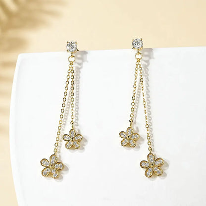Anziw 925 Moissanite Star Tassel Drop Dangle Earrings for Women Real S925 Silver Studs Earrings Certified Fine Jewelry Gift Girl