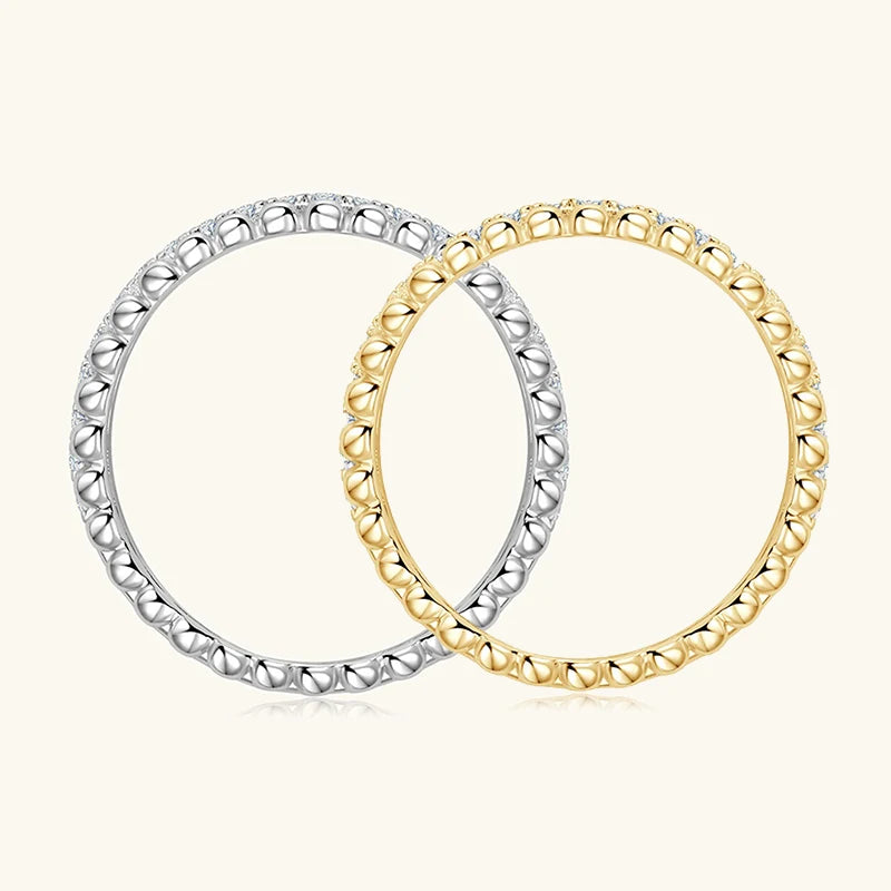 Anziw 1.5mm D Moissanite Half Eternity Ring 925 Sliver Double Hoops Rings Finger Bands for Women Trendy Jewelry Valentine's Gift