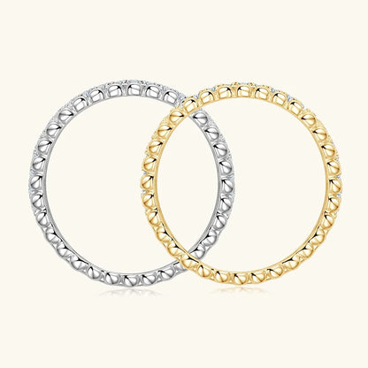 Anziw 1.5mm D Moissanite Half Eternity Ring 925 Sliver Double Hoops Rings Finger Bands for Women Trendy Jewelry Valentine's Gift