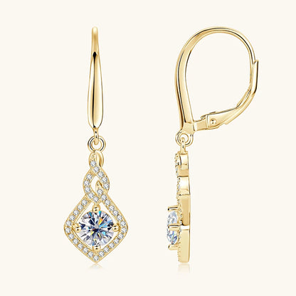 Anziw 0.5CT 5mm D Moissanite Drop Hoop Earrings for Women 925 Silver Flame Design Pendant Wedding Engagement Earrings 2025 New