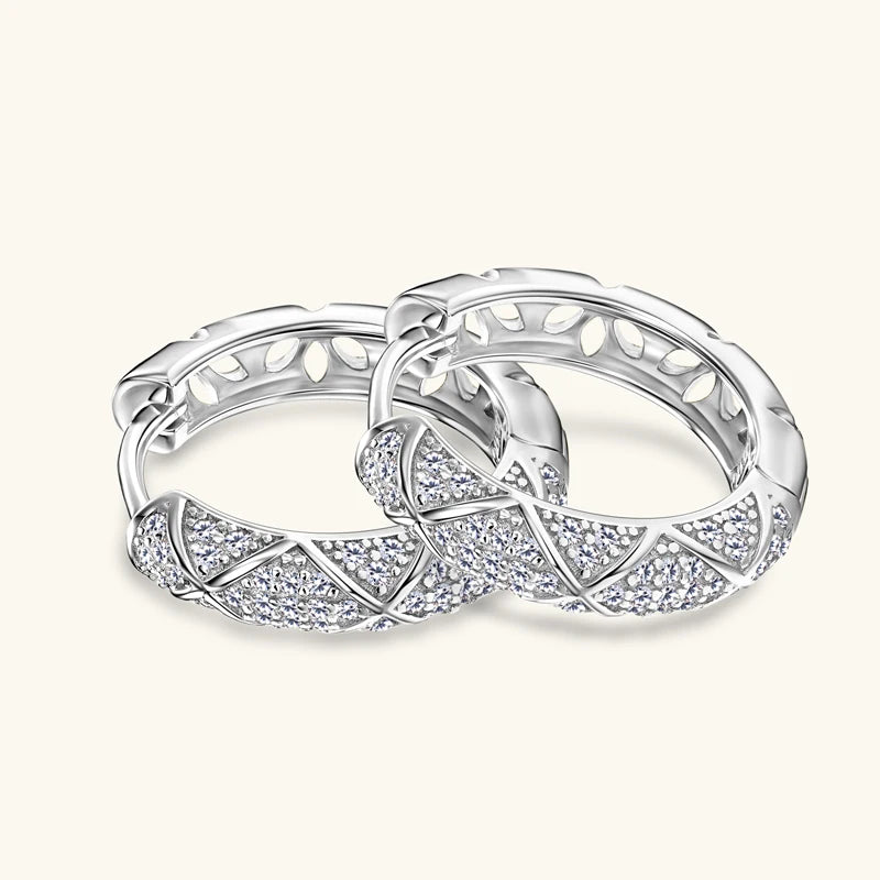 Anziw 2025 New Pave D Moissanite Hoop Huggies Earrings 925 Silver for Women S925 Trendy Fine Jewelry Certified lab Diamond Gift