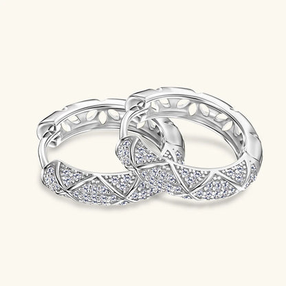 Anziw 2025 New Pave D Moissanite Hoop Huggies Earrings 925 Silver for Women S925 Trendy Fine Jewelry Certified lab Diamond Gift