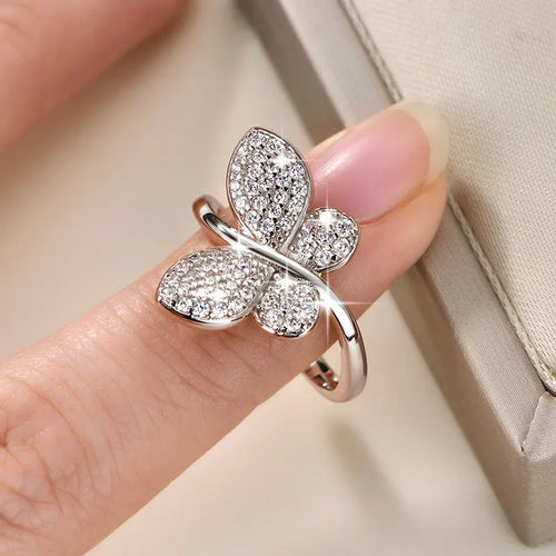 Anziw 2026 New Tendy Cubic Zirconia For Women Butterfly Engagement Ring 14K Gold Filled Ring Birthday Valentine Jewelry Gifts