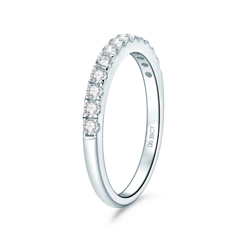 Anziw Classic Stackable Rings 925 Sterling Silver 2mm D Moissanite Eternity Band Wedding Engagement Ring for Women Fine Jewelry