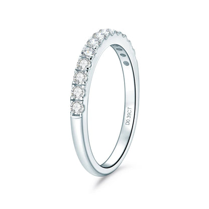 Anziw Classic Stackable Rings 925 Sterling Silver 2mm D Moissanite Eternity Band Wedding Engagement Ring for Women Fine Jewelry