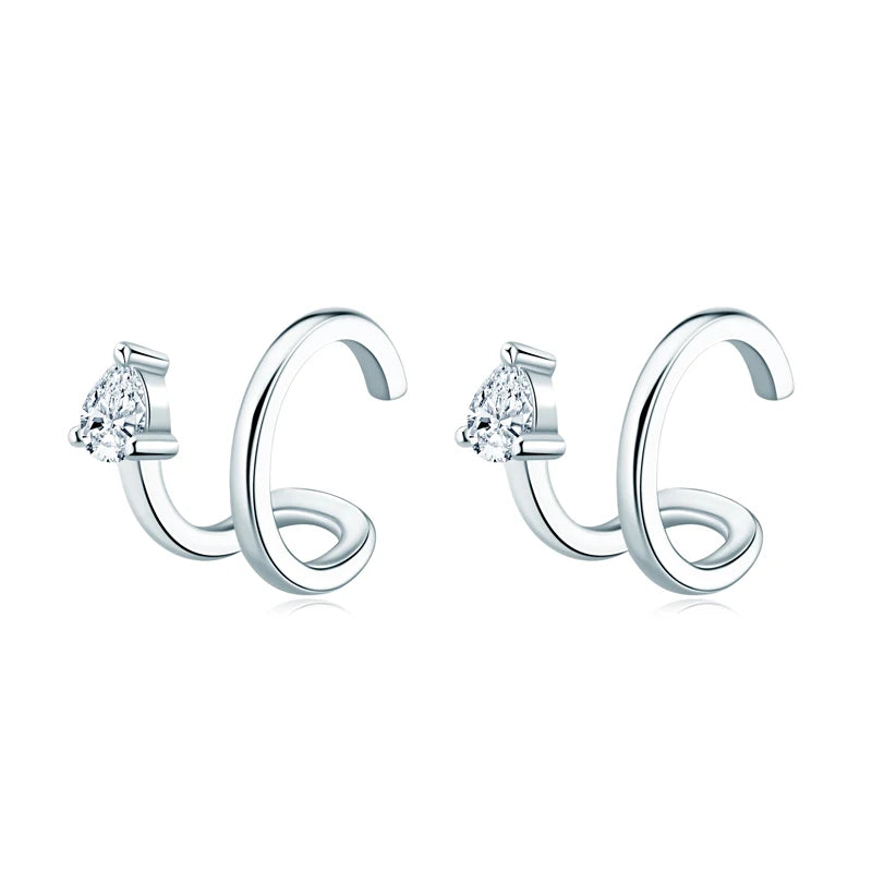 Anziw Ear Cuffs No Piercing Earring Real Pear Cut D0.30ct Moissanite Clip On Earrings 100% 925 Sterling Silver for Women Jewelry