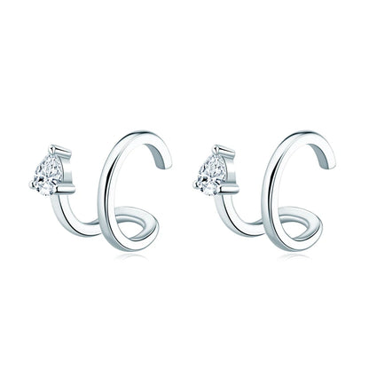 Anziw Ear Cuffs No Piercing Earring Real Pear Cut D0.30ct Moissanite Clip On Earrings 100% 925 Sterling Silver for Women Jewelry