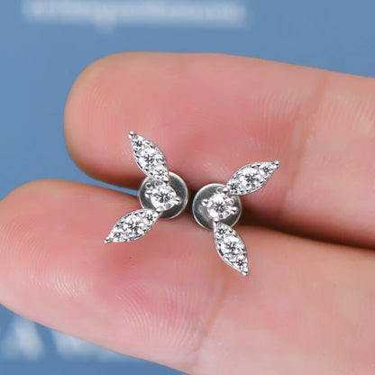 Anziw Cute Mini Moissanite Stud Earrings 100% Silver 925 Sterling Earrings Piercing Ear for Women Fine Jewelry with Certificate