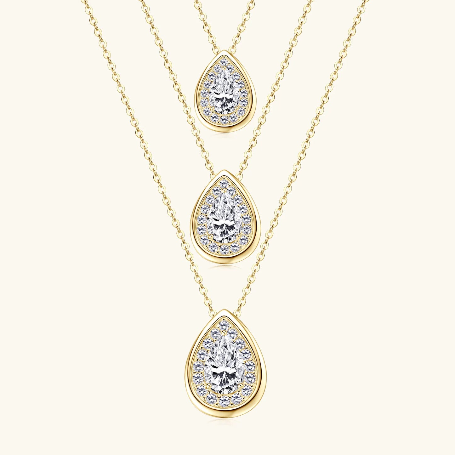 2025 2CT 1.5CT 1CT Pear Cut D Moissanite Waterdrop Pendant Necklace for Women 925 Silver Adjustable Chain Certified Fine Jewelry