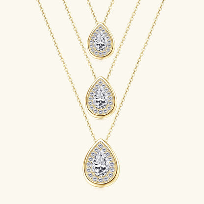 2025 2CT 1.5CT 1CT Pear Cut D Moissanite Waterdrop Pendant Necklace for Women 925 Silver Adjustable Chain Certified Fine Jewelry