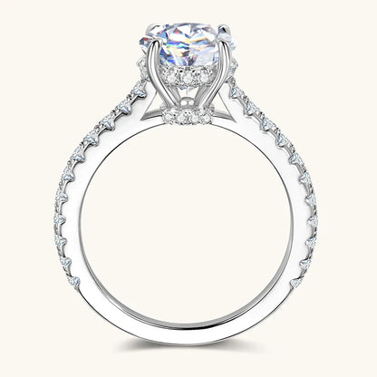 Anziw Real 3.0CT D Oval Moissanite Promise Ring for Women 925 Sliver Engagement Wedding Finger Jewelry GRA Certified Rings S925